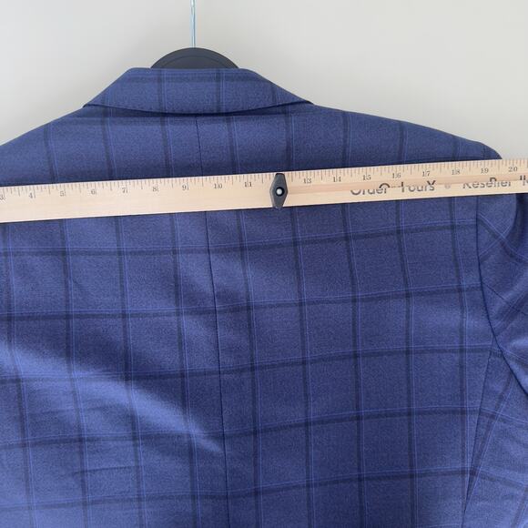 David Donahue Sport Coat Mens 44L Blue Plaid Connor Wool Dinner Jacket Yacht - Picture 13 of 13